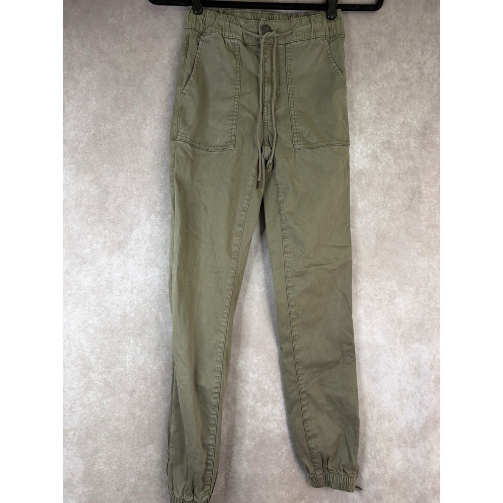 American Eagle Jogger Pants Womens 0 Olive Green Super Stretch Ankle Zip Utility